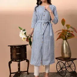 Kairab Blue Cotton Striped A-Line Kurta-picture-43