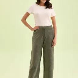 Go Colors! Green Mid Rise Flared Pants-picture-18