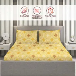 Layers Aura Yellow Microfiber 110 GSM Double Bedsheet with 2 Pillow Covers image 3