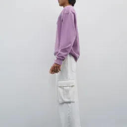 nuon men Nuon by Westside Purple Embroidered Relaxed-Fit Cotton Sweatshirt image 3