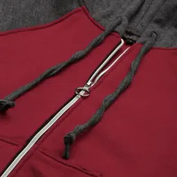 BRINNS Maroon & Grey Color-Block Hoodie image 5