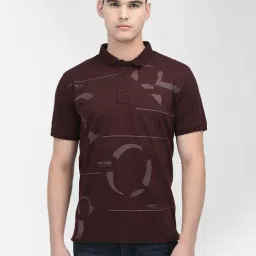Crimsoune Club Wine Slim Fit Printed Polo T-Shirt-picture-10