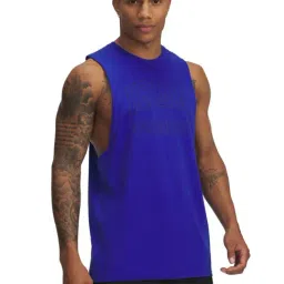 Under Armour Blue Cotton Slim Fit Tank Tee-image-66