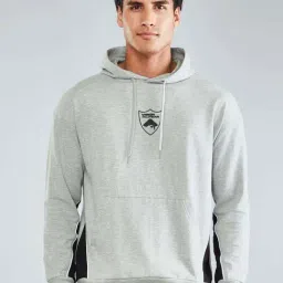 Hoversoul Grey Melange Regular Fit Printed Hooded Sweatshirt-picture-31