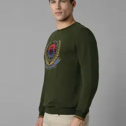 Louis Philippe Green Cotton Regular Fit Printed Sweatshirt image 3
