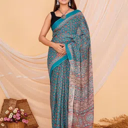 Shivanya  Handicrafts Ajrak Printed Pure Cotton Block Print Saree-picture-19