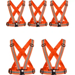 GENERIC High Visibility Protective Vest Gear Safety Jacket Orange 40 cm Length (Pack of 5)-image-55
