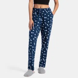 Jockey RX09 Women Micro Modal Cotton Printed Pyjama - Classic Navy Assorted Prints image 1