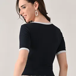 ATTERRI Ribbed Monochrome Fitted Top image 2