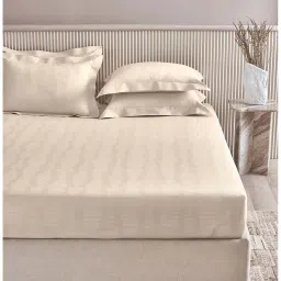 SANSAAR A D'DECOR BRAND LIVE CONSCIOUSLY Buttermilk King Bedsheet with 2 Pillow Covers-picture-30