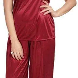 pink hub Women's Satin Maxi Nightwear Set (Pack of 4) image 4