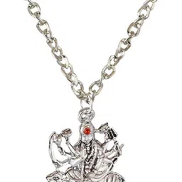 astrodidi Maa Durga Sherawali Pendant with Chain Silver Color Mata Locket Goddess Powerful and Protective ppendant For Daily use for girls boy men women image 5