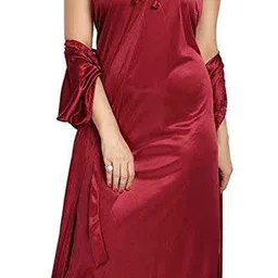 pink hub Women's Satin Maxi Nightwear Set (Pack of 4) image 3