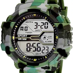 selloria Silicone Unisex Sports Digital Boy'S Watch (Green Dial Green Colored Strap) image 1