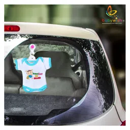 babywish Baby on Board Car Decals Cloth Safety Sign Board with Hanger & Large Vacuum Suction Cups Wonder Baby On Board Print - Blue-image-72