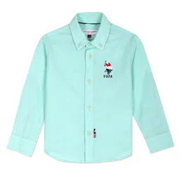 US Polo Assn Cotton Knit Full Sleeves Solid Shirt with Logo Print - Mint-image-57