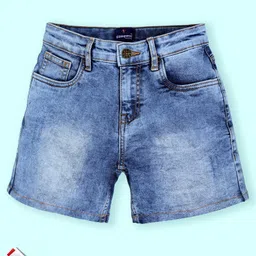 Kiddopanti Denim Mild Washed Shorts - Medium Blue-picture-13