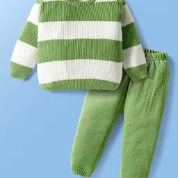 Doodle Poodle Knitted Full Sleeves Pullover Sweater Set With Jacquard Knit Design - Green-picture-16