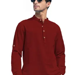 APEKTRA Men Band Collar Cotton Kurta-picture-24