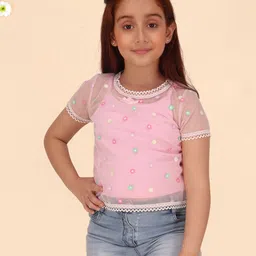 CUTECUMBER Women Floral Embellished Net Top-image-40