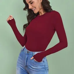 Maheshvi Solid Round Neck Long Sleeves Top image 3