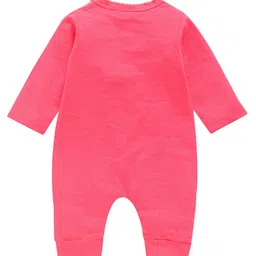 Wonderchild Full Sleeves Baby Girl & Typography Embroidered Romper - Cherry & Grey image 2