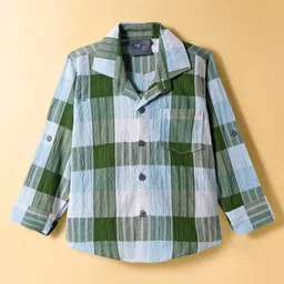 Dapper Dudes Full Sleeves Checked Shirt With Attached Tee - Green image 2