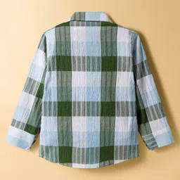 Dapper Dudes Full Sleeves Checked Shirt With Attached Tee - Green image 3