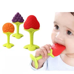 Chinmay Kids Silicone Baby Teether Giraffe and Stand Shape Baby Teething Toy Cartoon BPA Free Teether Pink & Red image 4
