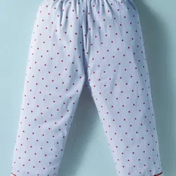 Evimo Single Jersey Knit Full Sleeves Co-ords Night Suit With Heart Print - Light Blue image 4