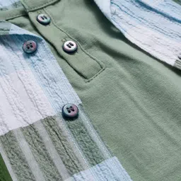 Dapper Dudes Full Sleeves Checked Shirt With Attached Tee - Green image 4