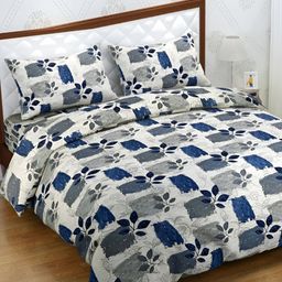 Trance Home Linen Grey & Blue Printed Pure Cotton King Duvet Cover-picture-39