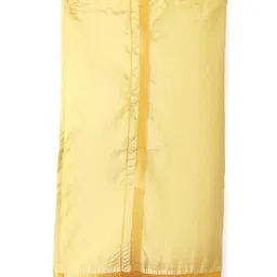 Babyhug Woven Half Sleeves Jacquard Shirt & Mundu Set - Golden image 5