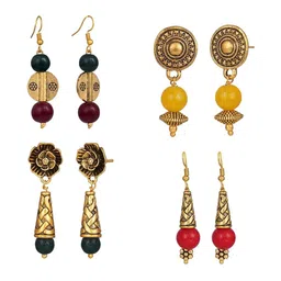 JFL - JEWELLERY FOR LESS Set Of 4 Artificial Beaded Spherical Drop Earrings-picture-18