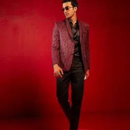 Vastramay Maroon Regular Fit Embellished Blazer image 5