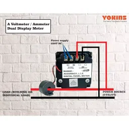 Yokins Digital Volt-Amp Meter Sqaure Black 30.48 cm Wire Length 0-500 V AC Voltage Range for Panel Testing, Y7-AVA image 3