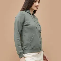 Fame Forever By Lifestyle Green Cotton Regular Fit Hoodie image 3