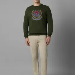 Louis Philippe Green Cotton Regular Fit Printed Sweatshirt image 5