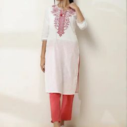 Rangriti White Cotton Regular Fit Printed Kurta-picture-29