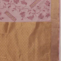 Silk Land Pink Embroidered Saree With Unstitched Blouse image 5