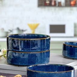 Goodhomes Blue Stoneware Serving Bowls (0.5 L) - Set of 3-picture-46
