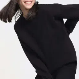 Bewakoof Black Relaxed Fit Sweatshirt-image-0