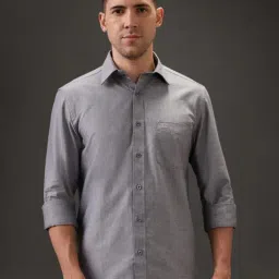 Kenneth Cole Dark Grey Cotton Solid Slim Fit Shirt-picture-14