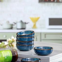 Goodhomes Blue Stoneware Chatni Bowls (0.05 L) - Set of 6-picture-7