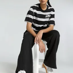 Puma Black Cotton Striped Sports T-Shirt image 5