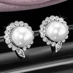 Peora White Silver Plated Stud Earrings for Women-image-70