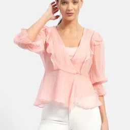 MADAME Light Pink Relaxed Fit Top-image-94