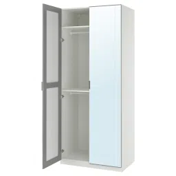 pax / kammartorp Wardrobe combination, white mirror glass/grey, 100x60x236 cm-image-0