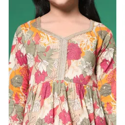 READIPRINT FASHIONS Kids Mustard & Pink Printed Kurti with Gharara image 5