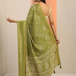 Libas Green Woven Design Saree With Unstitched Blouse image 5